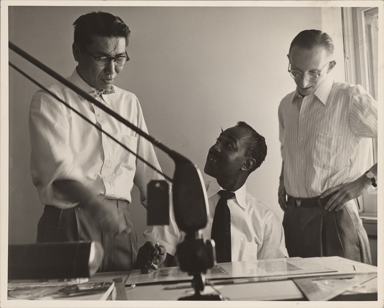 Photograph of Fred Ota, Tom Miller, John Weber, 1953. Thomas H. E. Mi Photograph of Fred Ota, Tom Miller, John Weber, 1953. Thomas H. E. Mi