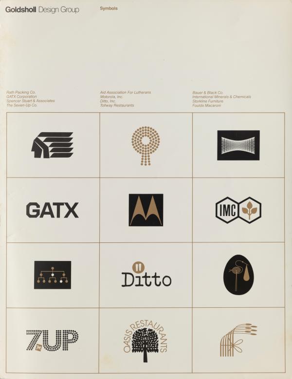 Goldsholl Design Group, Symbols, c. 1975. Thomas H. E. Miller Design Papers, Special Collections and Archives, University of Illinois at Chicago. Goldsholl Design Group, Symbols, c. 1975. Thomas H. E. Miller Design Papers, Special Collections and Archives, University of Illinois at Chicago.