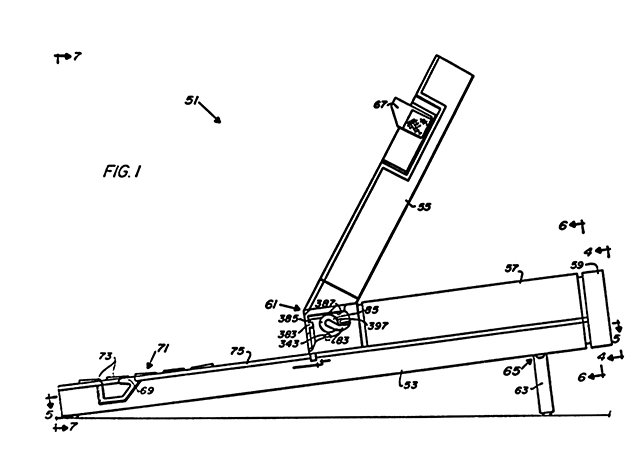 Illustration for the utility patent for the first notebook computer. The unique geometry earned GRiD more than $7 million in income from licenses. Illustration for the utility patent for the first notebook computer