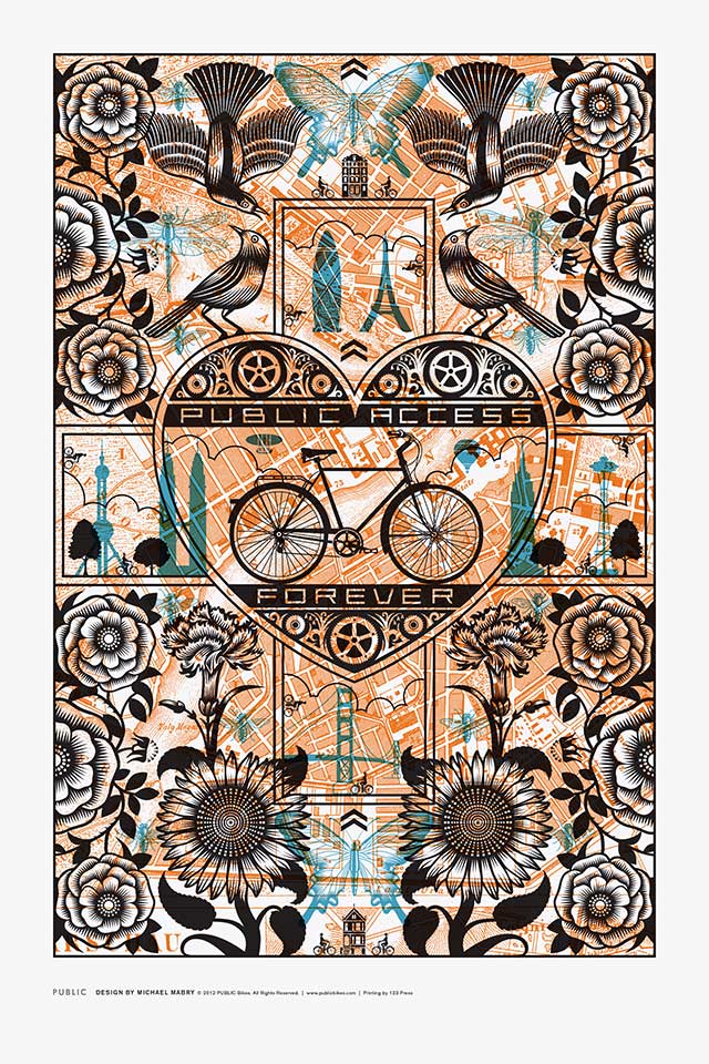 Public Bikes poster, 2012 Client: Public; Design firm: Michael Mabry Design; Creative director: Rob Forbes Public Bikes poster, 2012 Client: Public; Design firm: Michael Mabry Design; Creative director: Rob Forbes