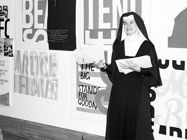 Kent at Immaculate Heart College, Los Angeles, 1964. Courtesy of Corita Art Center. Kent at Immaculate Heart College, Los Angeles, 1964. Courtesy of Corita Art Center.