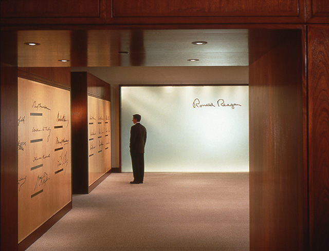 The Ronald Reagan Presidential Library, 1991 Client: The Ronald Reagan Presidential Library; Design firm: Donovan and Green; Additional credits: Susan Berman, Stephan Brosnaan, Susan Myers, Sandy Imhoff The Ronald Reagan Presidential Library