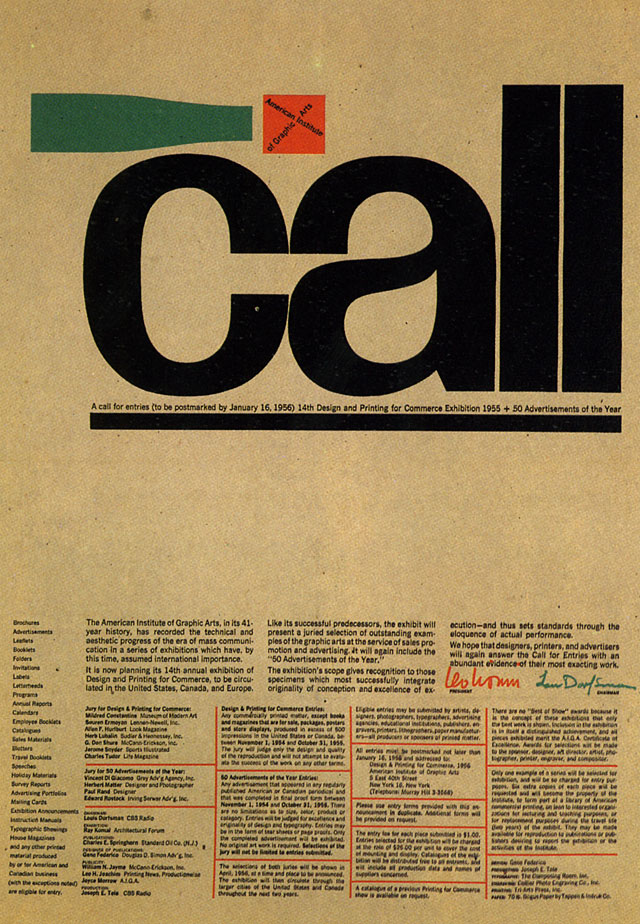 AIGA Call for Entries, 1959 AIGA Call for Entries, 1959