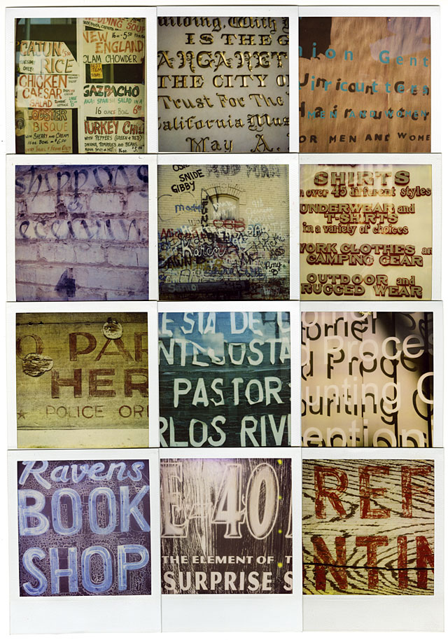 Polaroid photographs of vernacular lettering, 1990 to 2005. Polaroid photographs of vernacular lettering