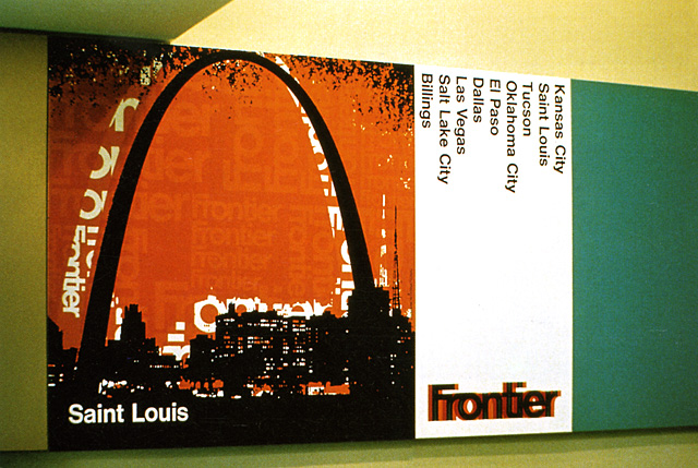 Frontier Airlines ticket counter posters, designed as a junior designer at Unimark International, 1967 Frontier Airlines ticket counter posters, designed as a junior designer at Unimark International, 1967