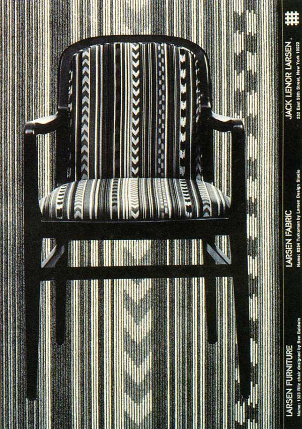 Advertisement for Jack Lenor Larsen furniture and fabrics, 1977 Advertisement for Jack Lenor Larsen furniture and fabrics, 1977