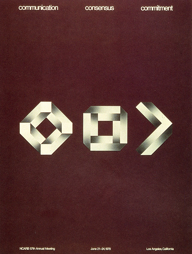 Communication, Consensus, Commitment poster for annual meeting of the National Council of Architectural Registration Boards, 1978. Communication, Consensus, Commitment poster for annual meeting of the National Council of Architectural Registration Boards, 1978.
