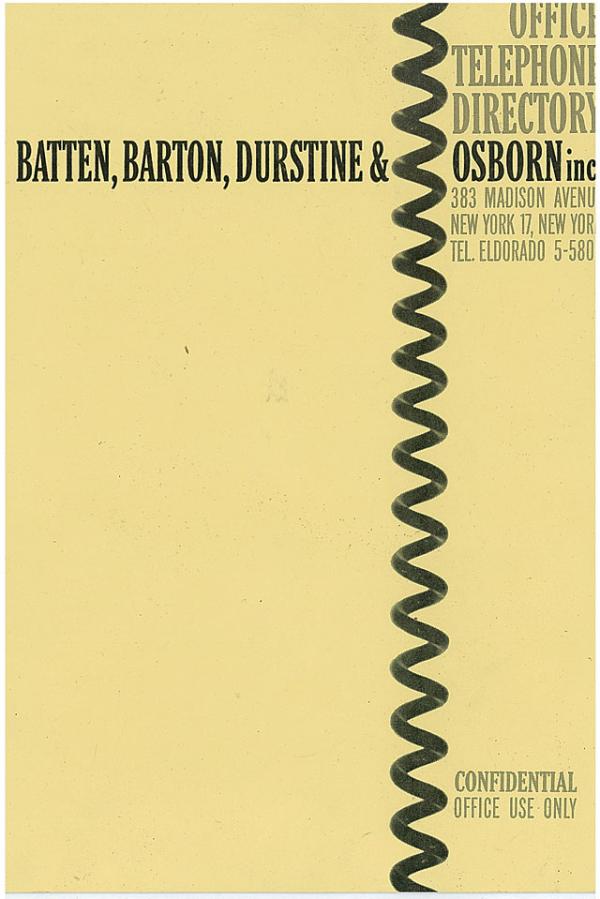Batten, Barton, Dustine & Osborn, Inc. Office Telephone Directory Batten, Barton, Dustine & Osborn, Inc. Office Telephone Directory