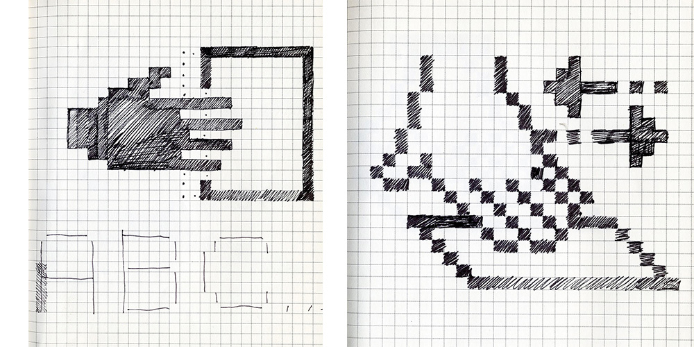 Icons designed in 1982 for an interview at Apple, courtesy of Susan Kare Icons designed in 1982 for an interview at Apple, courtesy of Susan Kare