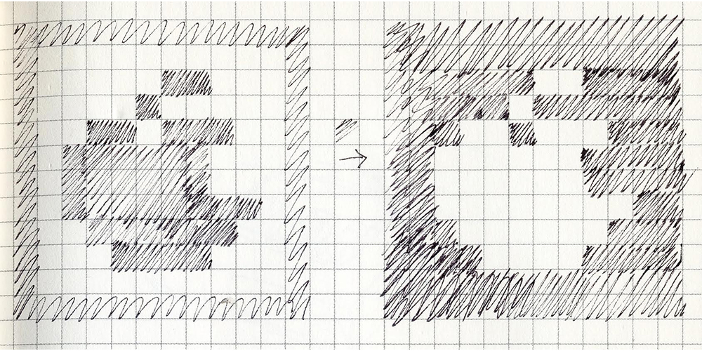 Sketches of the early Apple logo icon, courtesy of Susan Kare Sketches of the early Apple logo icon, courtesy of Susan Kare
